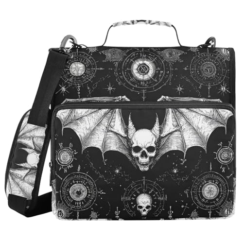 Evil Skull Black Gothic 3,8 cm 3-Ring-Organizer mit Griff und abnehmbarem Schultergurt, mehrere Taschen, Dokumentenmappe für Schule und Büro Evil Skull Black Gothic 3,8 cm 3-Ring-Organizer mit Griff und abnehmbarem Schultergurt, mehrere Taschen, Dokumentenmappe für Schule und Büro von WDdZzyy