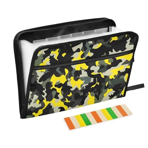 Fächermappe, A4, Briefgröße, mit Reißverschluss, für Aktenordner mit Taschen, 13 Fächer, Schwarz / Gelb Fächermappe, A4, Briefgröße, mit Reißverschluss, für Aktenordner mit Taschen, 13 Fächer, Schwarz / Gelb von WDdZzyy