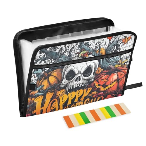 Fächermappe "Happy Halloween", Spinne, Blumen, Grimasse, Kunststoff, 13 Fächer, A4, Briefgröße mit Reißverschluss, für Aktenordner Fächermappe "Happy Halloween", Spinne, Blumen, Grimasse, Kunststoff, 13 Fächer, A4, Briefgröße mit Reißverschluss, für Aktenordner von WDdZzyy