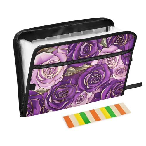 Fächermappe aus Papier, 13 Fächer, A4, Briefgröße mit Reißverschluss, für Ordner mit Taschen, Violett / Rosa Fächermappe aus Papier, 13 Fächer, A4, Briefgröße mit Reißverschluss, für Ordner mit Taschen, Violett / Rosa von WDdZzyy