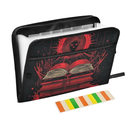 Fächermappe im Gothic-Stil, Vintage-Stil, 13 Fächer, A4, Briefgröße mit Reißverschluss, für Aktenordner von WDdZzyy