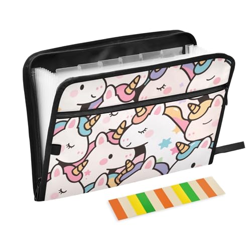 Fächermappe mit Etiketten, Motiv: Cartoon-Sterne, Einhörner, 13 Taschen, A4, Briefgröße mit Reißverschluss, für Ordner mit Etiketten Fächermappe mit Etiketten, Motiv: Cartoon-Sterne, Einhörner, 13 Taschen, A4, Briefgröße mit Reißverschluss, für Ordner mit Etiketten von WDdZzyy