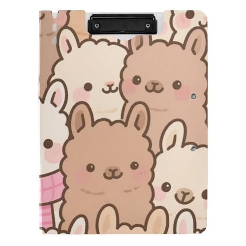 Faltbare Klemmbretter, niedliches Cartoon-Alpaka-Beige, A4-Klemmbrett, Padfolio, zwei Metall-Clips, Stifthalter, Still-Clipboard mit festem Einband Faltbare Klemmbretter, niedliches Cartoon-Alpaka-Beige, A4-Klemmbrett, Padfolio, zwei Metall-Clips, Stifthalter, Still-Clipboard mit festem Einband von WDdZzyy
