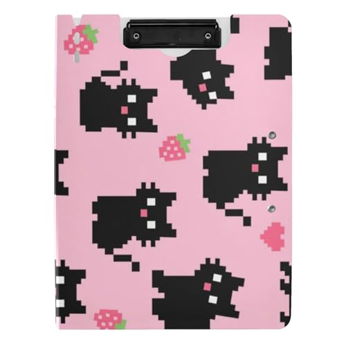 Faltbare Klemmbretter A Cute Cartoon Black Pixel Cat A4 Klemmbrett Folio Binder Horizontal und Vertikal Doppelclips Schule Klemmbrett mit Abdeckung Faltbare Klemmbretter A Cute Cartoon Black Pixel Cat A4 Klemmbrett Folio Binder Horizontal und Vertikal Doppelclips Schule Klemmbrett mit Abdeckung von WDdZzyy