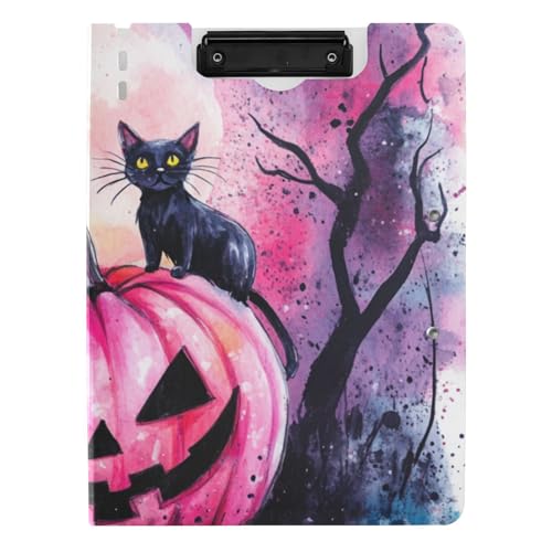 Faltbare Klemmbretter Gruselige Halloween Pink Jack-o-Lantern Kürbis Spinne Schwarze Katze A4 Klemmbrett Binderfolio Horizontal und Vertikal Doppel-Clips Still-Clipboard mit Abdeckung Faltbare Klemmbretter Gruselige Halloween Pink Jack-o-Lantern Kürbis Spinne Schwarze Katze A4 Klemmbrett Binderfolio Horizontal und Vertikal Doppel-Clips Still-Clipboard mit Abdeckung von WDdZzyy