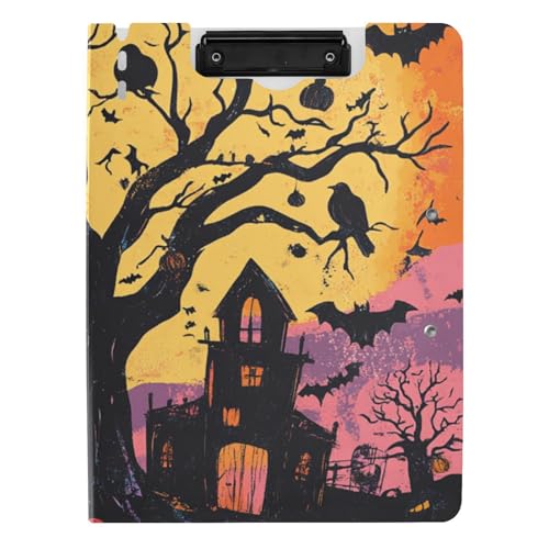 Faltbare Klemmbretter Hexe Halloween Schwarz Fledermäuse Silhouette Kürbisbaum A4 Klemmbrett Folio Doppelte Metallclips Stifthalter Schule Klemmbrett mit Abdeckung Faltbare Klemmbretter Hexe Halloween Schwarz Fledermäuse Silhouette Kürbisbaum A4 Klemmbrett Folio Doppelte Metallclips Stifthalter Schule Klemmbrett mit Abdeckung von WDdZzyy