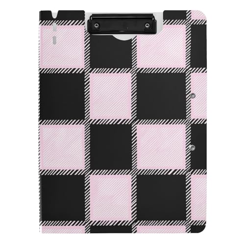 Faltbare Klemmbretter Schwarz Pfirsich Kariert A4 Klemmbrett mit Padfolio Zwei Metallclips Stifthalter Schule Klemmbrett mit Hardcover Faltbare Klemmbretter Schwarz Pfirsich Kariert A4 Klemmbrett mit Padfolio Zwei Metallclips Stifthalter Schule Klemmbrett mit Hardcover von WDdZzyy