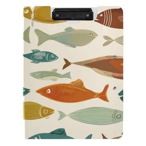 Faltbares Klemmbrett, Cartoon, bunte Fische, Kunst, A4-Klemmbrett, Folio-Ordner, Doppel-Clips, Stifthalter, Büro-Klemmbrett mit Abdeckung Faltbares Klemmbrett, Cartoon, bunte Fische, Kunst, A4-Klemmbrett, Folio-Ordner, Doppel-Clips, Stifthalter, Büro-Klemmbrett mit Abdeckung von WDdZzyy