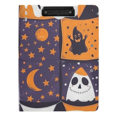 Faltbares Klemmbrett mit Aufbewahrungsfahnen mit Halloween-Elementen, A4-Klemmbrett, Binder, doppelte Metallklammern, Stifthalter, Schulklemmbrett mit Abdeckung Faltbares Klemmbrett mit Aufbewahrungsfahnen mit Halloween-Elementen, A4-Klemmbrett, Binder, doppelte Metallklammern, Stifthalter, Schulklemmbrett mit Abdeckung von WDdZzyy