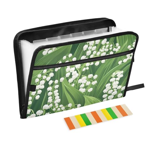 Finland Fächermappe Lily Valley Beauty Summer Flowers aus Kunststoff, 13 Fächer, A4, Briefgröße mit Reißverschluss, für Organizer, Fächermappe Finland Fächermappe Lily Valley Beauty Summer Flowers aus Kunststoff, 13 Fächer, A4, Briefgröße mit Reißverschluss, für Organizer, Fächermappe von WDdZzyy