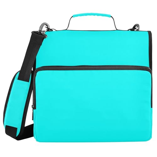 Fluoreszierendes blau-cyanfarbenes einfarbiges Ringbuch mit 3 Ringen, 3,8 cm, mit Reißverschluss und Riemen, Tragbares Portfolio, geeignet für Mittelschule Fluoreszierendes blau-cyanfarbenes einfarbiges Ringbuch mit 3 Ringen, 3,8 cm, mit Reißverschluss und Riemen, Tragbares Portfolio, geeignet für Mittelschule von WDdZzyy