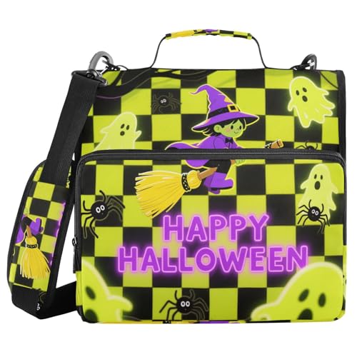 Fluoreszierendes grünes kariertes Halloween, 3,8 cm, 3 Ringe, Büroordner mit Schultergurt, wasserdicht, Dokumentenmappe für die Schule Fluoreszierendes grünes kariertes Halloween, 3,8 cm, 3 Ringe, Büroordner mit Schultergurt, wasserdicht, Dokumentenmappe für die Schule von WDdZzyy
