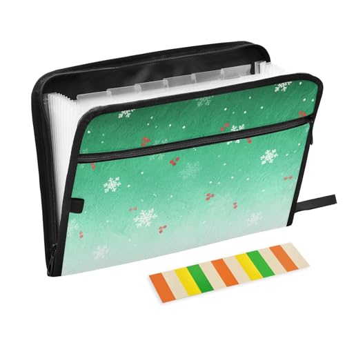Frohe Weihnachten Gelbe Glockenförmige Stechpalme Fächermappe Taschen Akkordeon 13 Taschen A4 Briefgröße mit Reißverschluss zum Aufhängen von Aktenordner von WDdZzyy