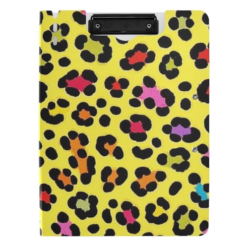 Gefaltetes Klemmbrett, modische Farbe, Leopardengelb, A4-Klemmbrett, Folio-Ordner, horizontale und vertikale Doppel-Clips, Büro-Klemmbrett mit Abdeckung Gefaltetes Klemmbrett, modische Farbe, Leopardengelb, A4-Klemmbrett, Folio-Ordner, horizontale und vertikale Doppel-Clips, Büro-Klemmbrett mit Abdeckung von WDdZzyy