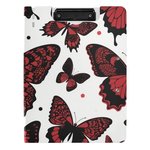 Gefaltetes Klemmbrett Gothic Rot und Schwarz Halloween Spitze Schmetterling A4 Klemmbrett Clipfolio Horizontal und Vertikal Doppelclips Büro Klemmbrett mit Hardcover Gefaltetes Klemmbrett Gothic Rot und Schwarz Halloween Spitze Schmetterling A4 Klemmbrett Clipfolio Horizontal und Vertikal Doppelclips Büro Klemmbrett mit Hardcover von WDdZzyy