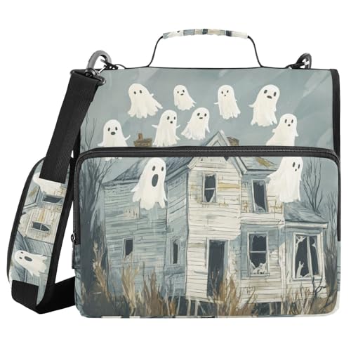 Ghosts House 3,8 cm 3-Ring-Ordner mit Reißverschluss, mit Riemen, mehrere Taschen, Dokumentenmappe, Organizer für Mittelschule Ghosts House 3,8 cm 3-Ring-Ordner mit Reißverschluss, mit Riemen, mehrere Taschen, Dokumentenmappe, Organizer für Mittelschule von WDdZzyy