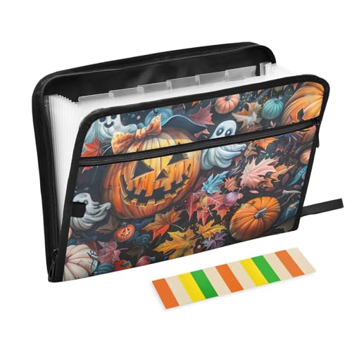 Halloween-Dokumentenmappe, 13 Taschen, A4, Briefgröße mit Reißverschluss, für erweiterbare Hängemappen von WDdZzyy