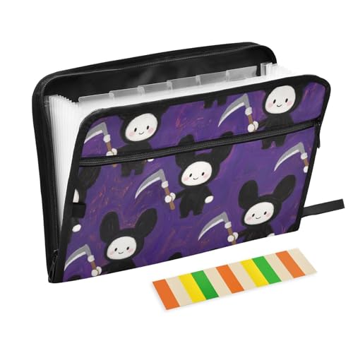 Halloween Fächermappe Akkordeon, 13 Fächer, A4, Briefgröße mit Reißverschluss, für Papierordner von WDdZzyy