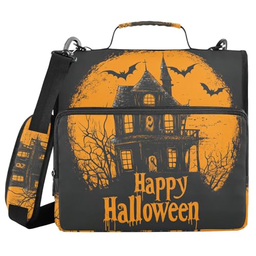 Halloween Fledermaus Spukhaus, 3,8 cm, 3 Ringe, Organizer mit Griff und abnehmbarem Schultergurt, Dokumentenmappe für Mittelschule Halloween Fledermaus Spukhaus, 3,8 cm, 3 Ringe, Organizer mit Griff und abnehmbarem Schultergurt, Dokumentenmappe für Mittelschule von WDdZzyy