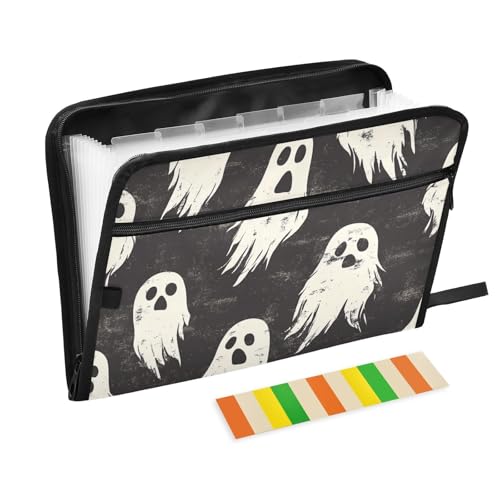 Halloween-Schnellhefter mit 13 Fächern, A4, Briefform, mit Reißverschluss, für Fächermappen, Schwarz von WDdZzyy