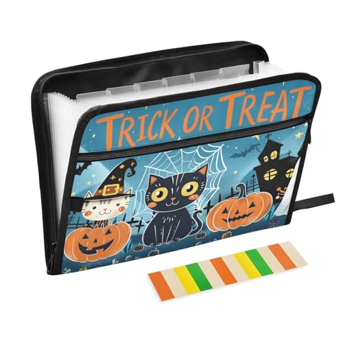 Halloween-Trick-Organizer, Fächermappe, 13 Fächer, A4, Briefgröße mit Reißverschluss, zum Erweitern von Aktenordner, Taschen, Akkordeon von WDdZzyy