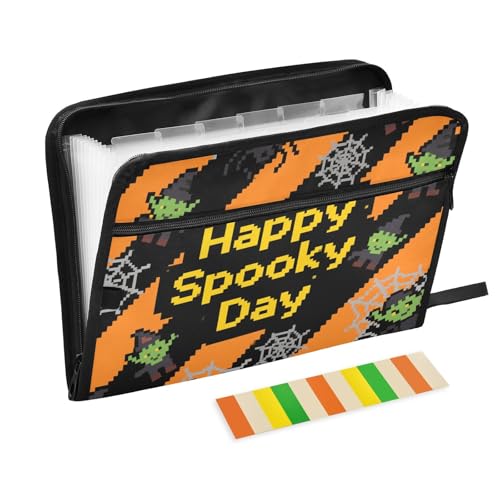 Halloween-Zombie-Pixel-Datei mit 13 Taschen, A4, Briefgröße mit Reißverschluss, für die Schule von WDdZzyy