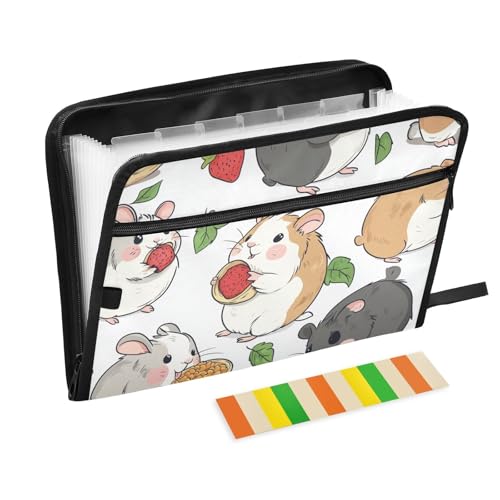 Hamster isst Lebensmittel, niedlicher Organizer, Fächermappe, 13 Taschen, A4, Briefgröße mit Reißverschluss, für Bürobedarf von WDdZzyy