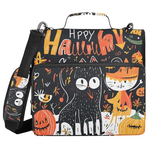 Happy Halloween Hunde-Ordner mit 3 Ringen, mit Reißverschluss und Schultergurt und Griff, mehrere Taschen, Dokumentenmappe, Organizer für Mittelschüler Happy Halloween Hunde-Ordner mit 3 Ringen, mit Reißverschluss und Schultergurt und Griff, mehrere Taschen, Dokumentenmappe, Organizer für Mittelschüler von WDdZzyy