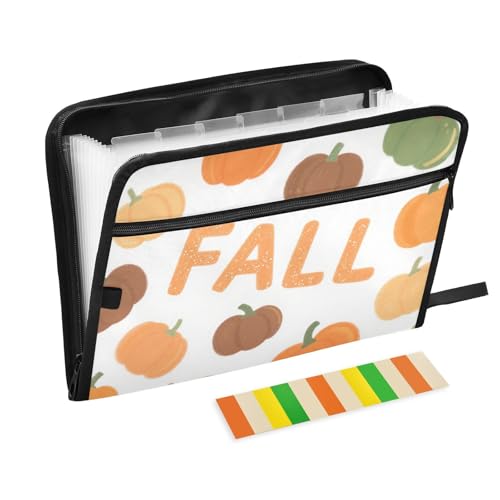 Hello Fall Autumn Pumpkin Dokumenten-Organizer, 13 Taschen, A4, Briefgröße mit Reißverschluss, für Fächermappe aus Kunststoff von WDdZzyy