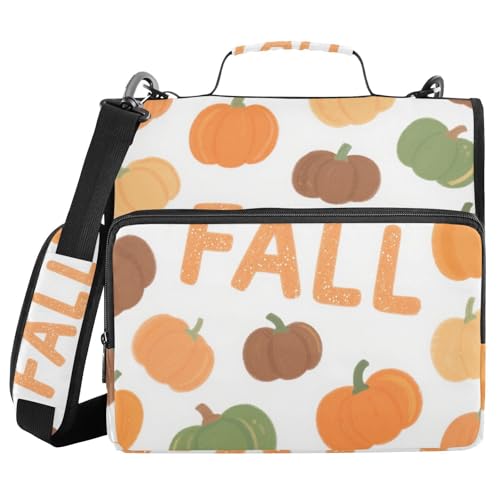 Hello Fall Autumn Pumpkin Ordner mit 3 Ringen, Reißverschluss und Gurt, mehrere Taschen, Dokumentenmappe für die Schule, 3,8 cm Hello Fall Autumn Pumpkin Ordner mit 3 Ringen, Reißverschluss und Gurt, mehrere Taschen, Dokumentenmappe für die Schule, 3,8 cm von WDdZzyy