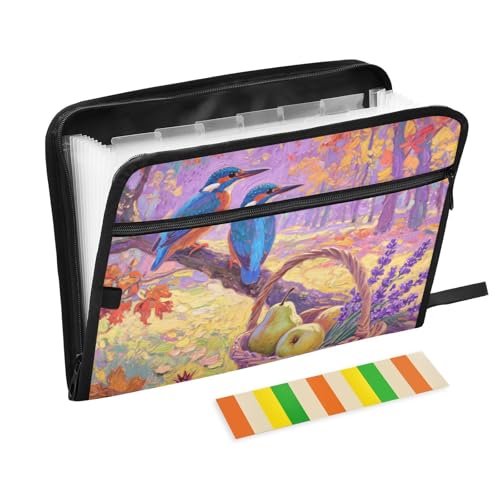 Hello Fall Autumn Tree Fruit erweiterbare Hängemappe, 13 Taschen, A4, Briefgröße mit Reißverschluss, für Dokumenten-Organizer von WDdZzyy