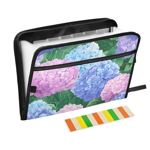 Hortensien, Fächermappen, Sommerblumen, 13 Taschen, A4, Briefgröße mit Reißverschluss, für Büroordner Hortensien, Fächermappen, Sommerblumen, 13 Taschen, A4, Briefgröße mit Reißverschluss, für Büroordner von WDdZzyy