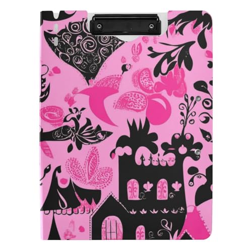 Klappbares Klemmbrett Schwarz und Rosa Halloween Schloss A4 Klemmbrett Binderfolio Horizontal und Vertikal Doppelclips Schule Klemmbrett mit Abdeckung Klappbares Klemmbrett Schwarz und Rosa Halloween Schloss A4 Klemmbrett Binderfolio Horizontal und Vertikal Doppelclips Schule Klemmbrett mit Abdeckung von WDdZzyy