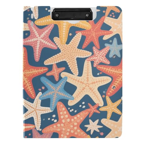 Klemmbrett, buntes Cartoon-Design, Seestern, Blau, A4, Doppel-Clips, Stifthalter, Schul-Klemmbrett mit festem Einband Klemmbrett, buntes Cartoon-Design, Seestern, Blau, A4, Doppel-Clips, Stifthalter, Schul-Klemmbrett mit festem Einband von WDdZzyy