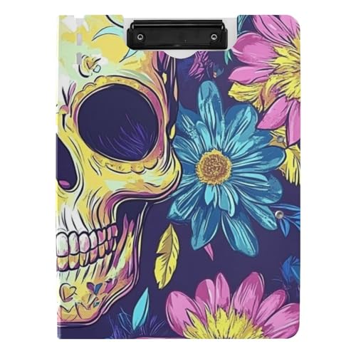 Klemmbrett Blume Schädel bunt A4 Klemmbrett Folio Binder horizontal und vertikal Doppelclips Büro Klemmbrett mit festem Einband Klemmbrett Blume Schädel bunt A4 Klemmbrett Folio Binder horizontal und vertikal Doppelclips Büro Klemmbrett mit festem Einband von WDdZzyy