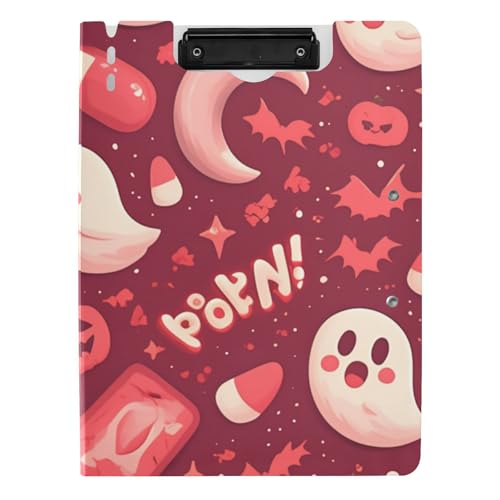 Klemmbrett Cartoon Cute Pink Halloween Kürbis A4 Klemmbrett mit Binder Doppelclips Stifthalter Still-Clipboard mit Abdeckung von WDdZzyy
