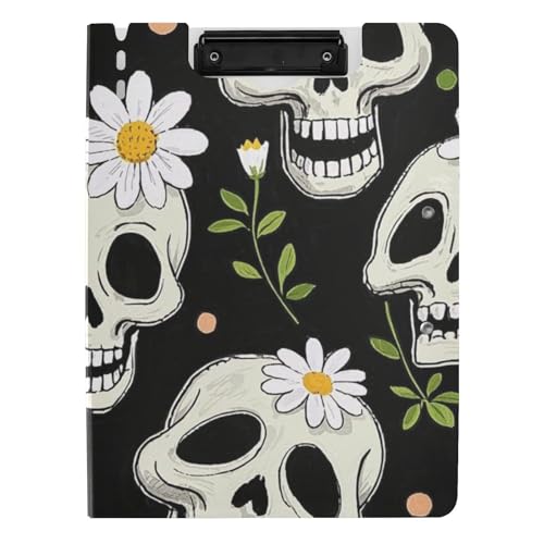 Klemmbrett Faltbar Schwarz Gänseblümchen Blume Schädel A4 Klemmbrett Binder Zwei Metallclips Stifthalter Schule Klemmbrett mit Abdeckung Klemmbrett Faltbar Schwarz Gänseblümchen Blume Schädel A4 Klemmbrett Binder Zwei Metallclips Stifthalter Schule Klemmbrett mit Abdeckung von WDdZzyy