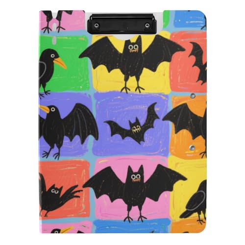 Klemmbrett Halloween Cartoon Krähen und Fledermäuse bunt kariert A4 Klemmbrett mit Ordner horizontal und vertikal Doppelclips Schule Klemmbrett mit Abdeckung Klemmbrett Halloween Cartoon Krähen und Fledermäuse bunt kariert A4 Klemmbrett mit Ordner horizontal und vertikal Doppelclips Schule Klemmbrett mit Abdeckung von WDdZzyy