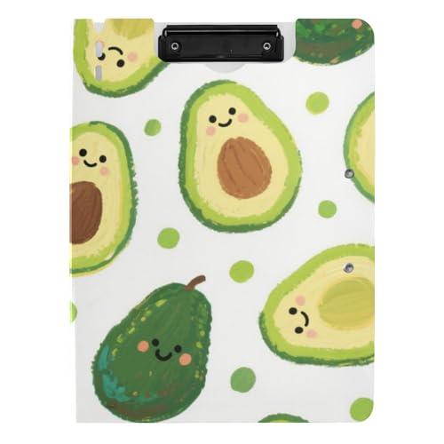 Klemmbrett-Ordner, niedliches und Cartoonisches grünes Avocado, A4-Klemmbrett, Folio-Doppelklammern, Stifthalter, Büro-Klemmbrett mit Abdeckung von WDdZzyy