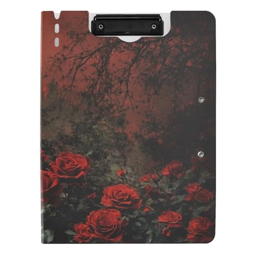 Klemmbrett Ordner Gothic Kreuze Rose Meer A4 Klemmbrett Folio Doppelclips Stifthalter Still-Clipboard mit festem Einband von WDdZzyy