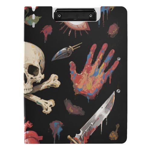 Klemmbrett mit Aufbewahrung, Gothic, rote Rose, Totenkopf, A4, Klemmbrett, Folio, zwei Metall-Clips, Stifthalter, Still-Clipboard mit Abdeckung Klemmbrett mit Aufbewahrung, Gothic, rote Rose, Totenkopf, A4, Klemmbrett, Folio, zwei Metall-Clips, Stifthalter, Still-Clipboard mit Abdeckung von WDdZzyy