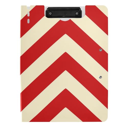 Klemmbrett mit Ordner, Cartoon, kindliches Zickzack-Muster, rotes Design, A4-Klemmbrett, Folio-Ordner, horizontale und vertikale Doppel-Clips, Still-Clipboard mit Abdeckung von WDdZzyy