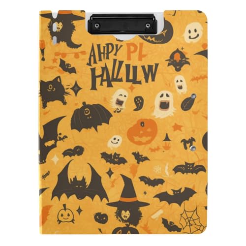 Klemmbrett mit Ordner, Cartoon, niedlich, Halloween, schwarzer Kürbis, weiß, A4, Klemmbrett, Ordner, horizontale und vertikale Doppel-Clips, Still-Clipboard mit Abdeckung Klemmbrett mit Ordner, Cartoon, niedlich, Halloween, schwarzer Kürbis, weiß, A4, Klemmbrett, Ordner, horizontale und vertikale Doppel-Clips, Still-Clipboard mit Abdeckung von WDdZzyy