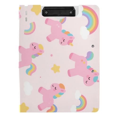 Klemmbrett mit Ordner, niedliches Cartoon-Design, rosa Regenbogen-Einhörner, A4, Clipfolio, Doppel-Clips, Stifthalter, Schule, Klemmbrett mit Abdeckung Klemmbrett mit Ordner, niedliches Cartoon-Design, rosa Regenbogen-Einhörner, A4, Clipfolio, Doppel-Clips, Stifthalter, Schule, Klemmbrett mit Abdeckung von WDdZzyy