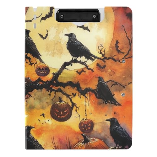 Klemmbrett mit Ordner Albtraum Halloween Baum Krähen Kürbis A4 Klemmbrett Folio Binder Zwei Metallclips Stifthalter Schule Klemmbrett mit Hardcover Klemmbrett mit Ordner Albtraum Halloween Baum Krähen Kürbis A4 Klemmbrett Folio Binder Zwei Metallclips Stifthalter Schule Klemmbrett mit Hardcover von WDdZzyy