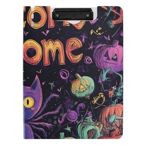 Klemmbrett mit Ordner Albtraum Happy Halloween Spinne Katze A4 Clipfolio Doppelklammern Stifthalter Schule Klemmbrett mit Abdeckung von WDdZzyy