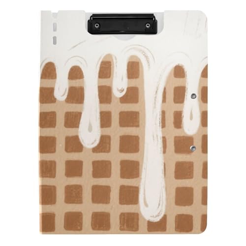 Klemmbrett mit Ordner Braun Eiscreme Plaid Kariert A4 Klemmbrett mit Binder Doppelte Metallclips Stifthalter Still-Klemmbrett mit Hardcover von WDdZzyy
