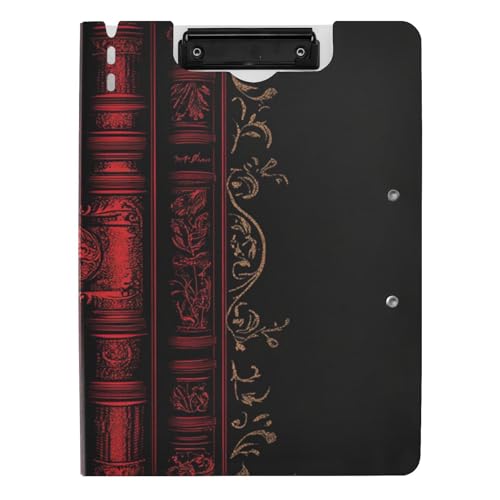 Klemmbrett mit Ordner Gothic Vintage Bücher A4 Klemmbrett mit Padfolio Doppelclips Stifthalter Schule Klemmbrett mit Abdeckung von WDdZzyy