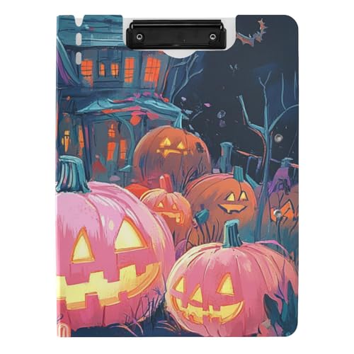 Klemmbrett mit Ordner Happy Halloween Kürbisse A4 Klemmbrett Binder Horizontal und Vertikal Doppelclips Still-Clipboard mit Abdeckung von WDdZzyy