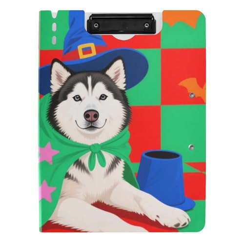 Klemmbrettmappe Halloween Sibirischer Husky Hund Grün Rot A4 Klemmbrett Binderfolio Doppelte Metallclips Stifthalter Still-Clipboard mit Abdeckung Klemmbrettmappe Halloween Sibirischer Husky Hund Grün Rot A4 Klemmbrett Binderfolio Doppelte Metallclips Stifthalter Still-Clipboard mit Abdeckung von WDdZzyy